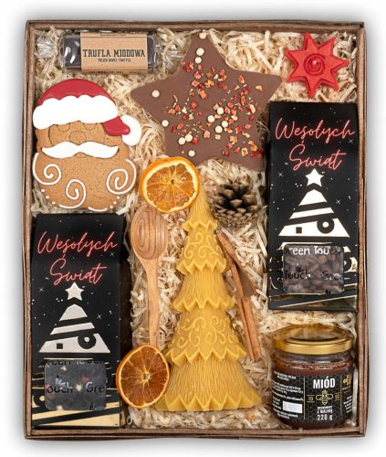  Großer Weihnachts-Geschenkkorb mit Süßigkeiten-Kerze