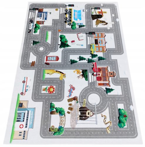  TEPPICH 80x150 STRAßEN STRASSEN AUTOS STADT ANTI-RUTSCH FÜR KINDER KINDER