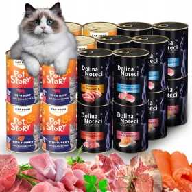    PETSTORY SET + DOLINA NOTECI Nassfutter für KATZEN, Geschmacksmix 24x400g