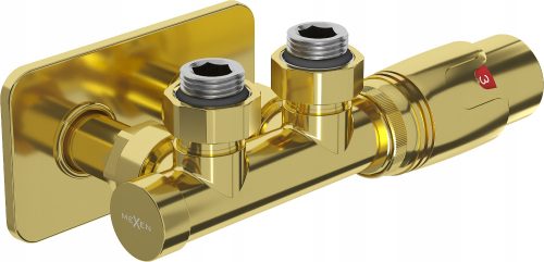 MEXEN G00 THERMOSTAT-SET, ECKIG, GERADE, MIT ABDECKUNG S DUPLEX GOLD