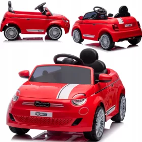    BATTERIE AUTO FERNBEDIENUNG CABRIO FIAT 500 LED FÜR KINDER MUSIK EVA LEDER