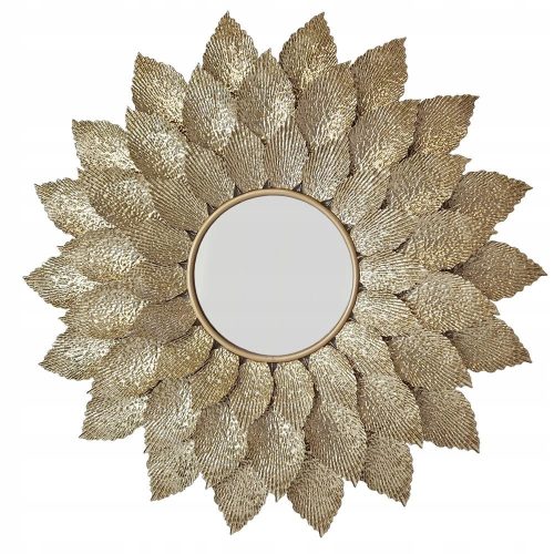  FIORI Runder Spiegel, dekorativ, Glamour, Metallarbeiten, Gold, 95 cm