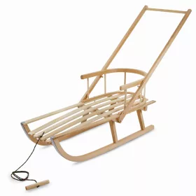  Holzschlitten mit Rückenlehne + Schieber