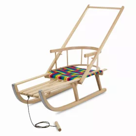  Holzschlitten mit Rückenlehne + Sitz + Schieber
