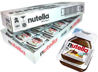 Nutella Hazelnuss-Kakao-Aufstrich 15g x 60, ideal für das Frühstück im Büro