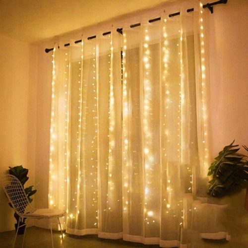  WARMER LICHTVORHANG 3x3 USB 300 LED FERNBEDIENUNG WEIHNACHTSBAUMGIRLANDE