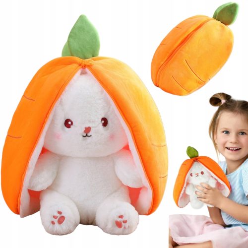  GROSSES MASKOTTCHEN-KANINCHEN-KAROTTE IN KAROTTE-PLÜSCHSPIELZEUG MIT OHREN 2in1 35CM