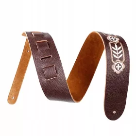    PREMIUM CRAFT Gitarrengurt aus Rindsleder mit Stickerei, Gitarrengurt aus Leder