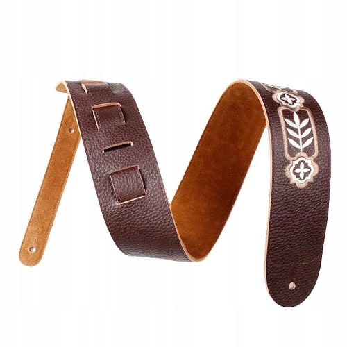  PREMIUM CRAFT Gitarrengurt aus Rindsleder mit Stickerei, Gitarrengurt aus Leder
