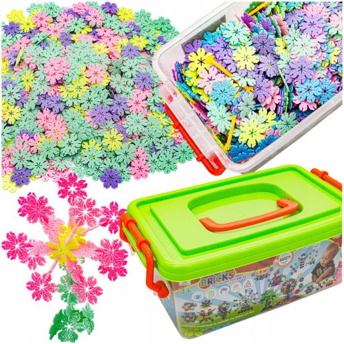  SET Bauklötze für Kinder Bunte SCHNEEFLOCKEN 1000e BOX