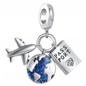  CHARMS-ANHÄNGER REISEPASS FLUGZEUG GLOBUS