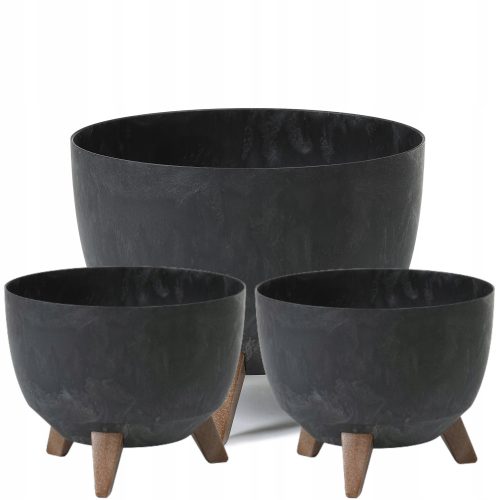 Töpfe und Pflanzgefäße für den Außenbereich und den Garten 2× Lamela Blumentopf 24,2 cm x 24,2 x 15 cm Durchmesser 24,2 cm Kunststoff schwarz + Lamela Blumentopf 29,2 cm x 29,2 x 18,3 cm Durchmesser 29,2 cm Kunststoff schwarz