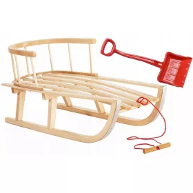    Traditioneller Holzschlitten Zabawkolandia Leo-Schlitten mit Rückenlehne