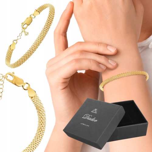  Goldenes Damenarmband, wunderschönes 925er Silber, durchbrochenes Rohr, 5 mm