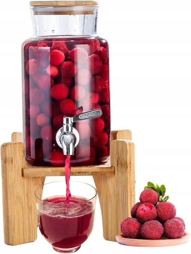 Krüge, Karaffen und Milchkännchen Wasserspender aus Glas mit Deckel? Ständer, Getränkespender 3 l Flasche