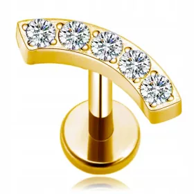  GOLD LABRET OHRRING HELIX ZIRKONIA TITAN 1,2/8