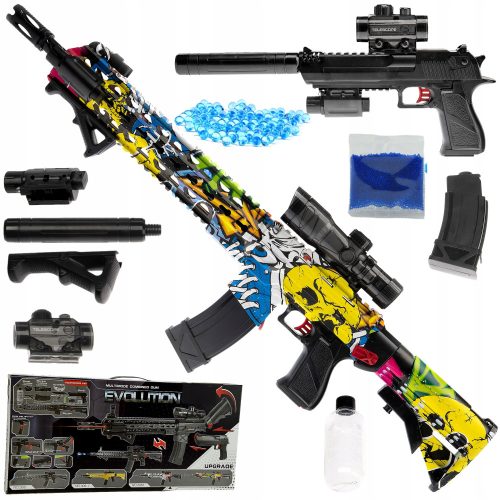 Gewehr Skleplolki GUN GEL BALLS 2IN1 LASER + Stickerbuch, Comic Sklep_lolki