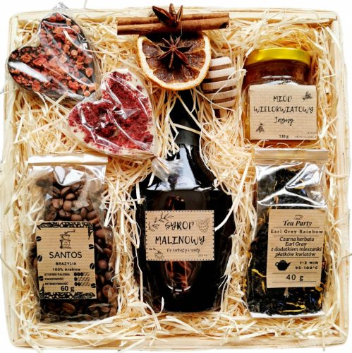  Öko-Geschenkkorb mit Kaffee, Honig und Sirup