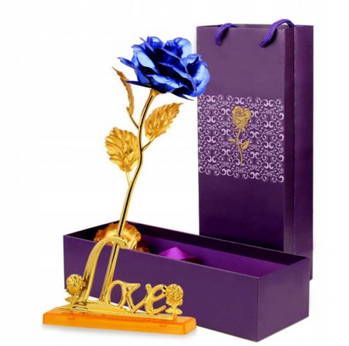 EWIGE ROSE MIT STÄNDER 24K BLAU LIEBE GESCHENK