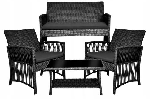 Gartentische und Stühle für die Terrasse Gartenmöbel-Set Gockowiak Technorattan Kalina grau 4-tlg.
