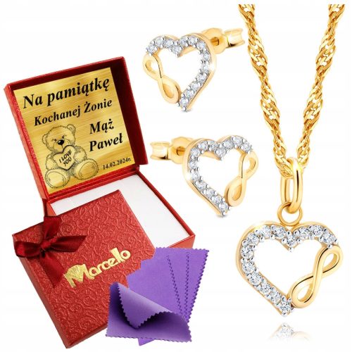  Goldschmuckset 585 Gold Halskette Herz Ohrringe GRATIS GESCHENK