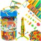 KREATIVES STROHHALM-SET Bauklötze Röhren Stäbchen Eimer 560 Stk
