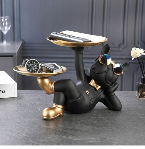 Dekorative Figuren und Skulpturen für zu Hause Französische Bulldogge-Skulptur-Sparschwein