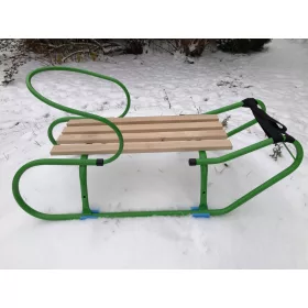  Polnischer grüner Leichtmetallschlitten mit Rückenlehne