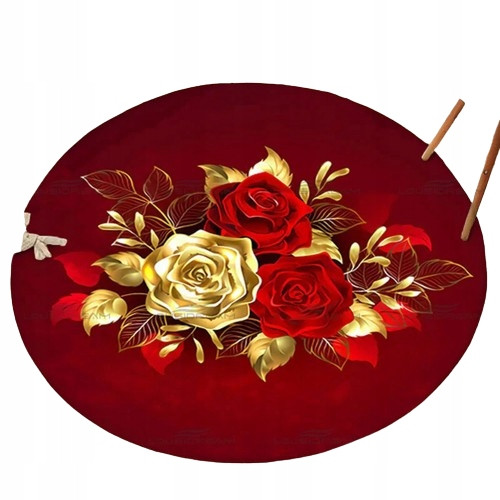  ELEGANTER RUNDER TEPPICH MIT BLUMENMUSTER, ROSEN, 120x120