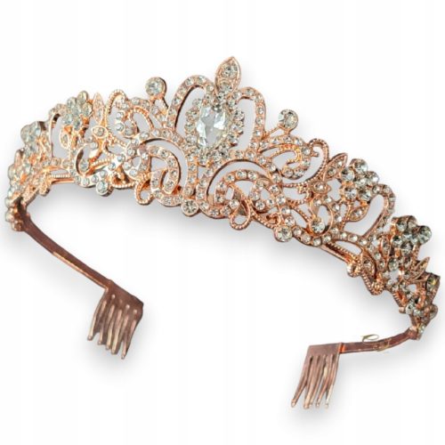  Diadem, Krone, Tiara Hochzeit, Abschlussball, Silvester, Roségold, Roségold