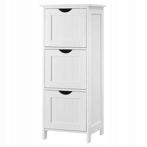POSTSTEHENDER BADEZIMMERSCHRANK WEISS 3x SCHUBLADEN