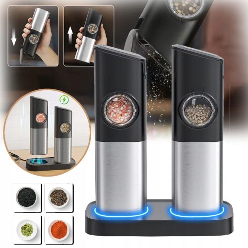Gewürzmühle NCRealher Elektro-Grinder aus Metall, 65 g, Schwarz, Grau- und Silbertöne