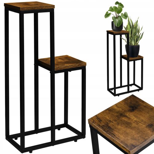 Moderner Pflanzenständer LoftInspired HAZEL in Schwarz Matte/Antik Eiche