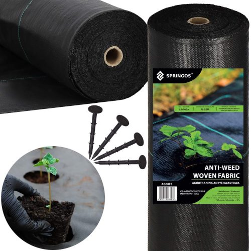 Agrartextil - Landwirtschaftliches Mulchgewebe (Anti-Unkraut) Springos schwarz 160 x 10000 cm 70 g/m²