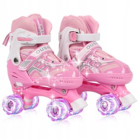    Kinderrollschuhe mit beleuchteten Rädern, verstellbare Größe 32-37 Pink