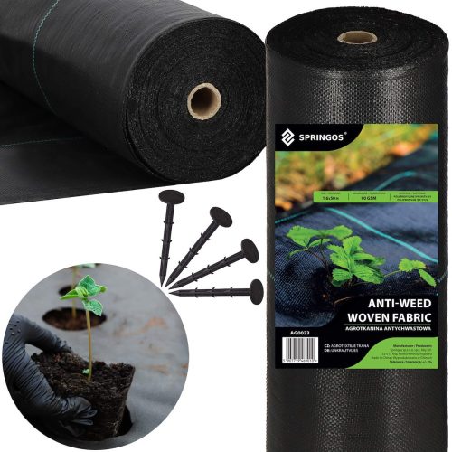 Agrartextil - Landwirtschaftliches Mulchgewebe (Anti-Unkraut) Springos schwarz 160 x 5000 cm 90 g/m²