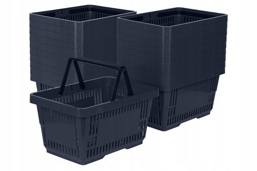 20x Einkaufskorb, 2 Griffe, 22 Liter, dunkelgrau - Set