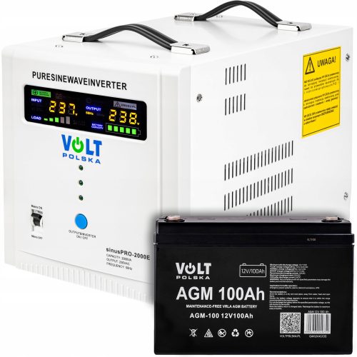 Notstromversorgung Volt SINUS PRO 2000E + Batterie Volt Polska 12 V 100 Ah