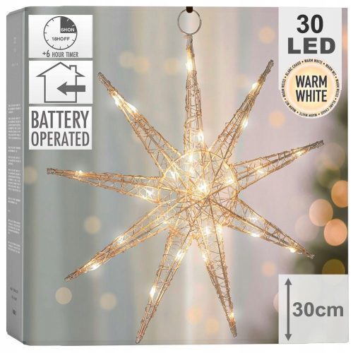  WEIHNACHTSStern Leuchtdeko GOLD batteriebetriebene Leuchtdeko 30cm
