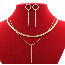  SET AUS GOLDENER CHIRURGISCHER STAHLHALSKETTE UND OHRRINGEN