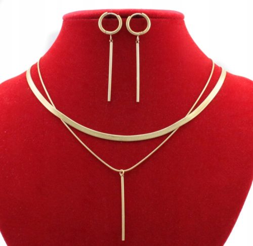  SET AUS GOLDENER CHIRURGISCHER STAHLHALSKETTE UND OHRRINGEN