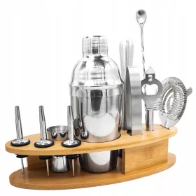 BARTENDER-SET für Getränke, Basis aus Bambus. 11 Stück