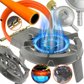 GASBRENNER-SET, GUSSEISEN-HOCKER, MINI-KOCHER