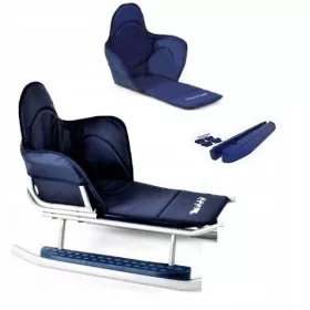    Poliertes Metall Adbor Piccolino + Matratze und + Fußstützen, Marineblau, superstark