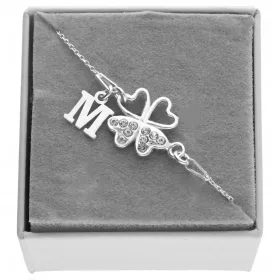  Silberarmband mit Kleeblatt ANY LETTER BOX 925
