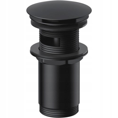 Runde Cersanit Click-Clack-Kappe mit Überlauf, schwarz