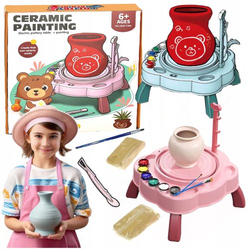  Töpferscheiben-Set mit Ton, Farben und Keramikmaschine als Geschenk