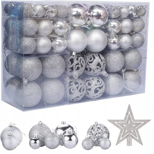 WEIHNACHTSKUGEL-SET XXL 100-tlg. SILBERMUSTER