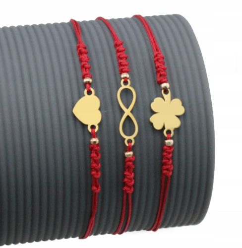  ROTE GLÜCKARMBÄNDER, 3 STÜCK, CHIRURGENSTAHL