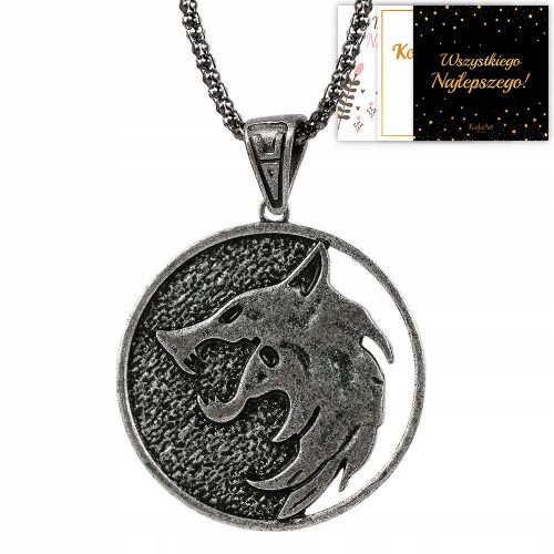 DIE HEXER-HALSKETTE, WOLF-AMULETT, EDELSTAHL 316
